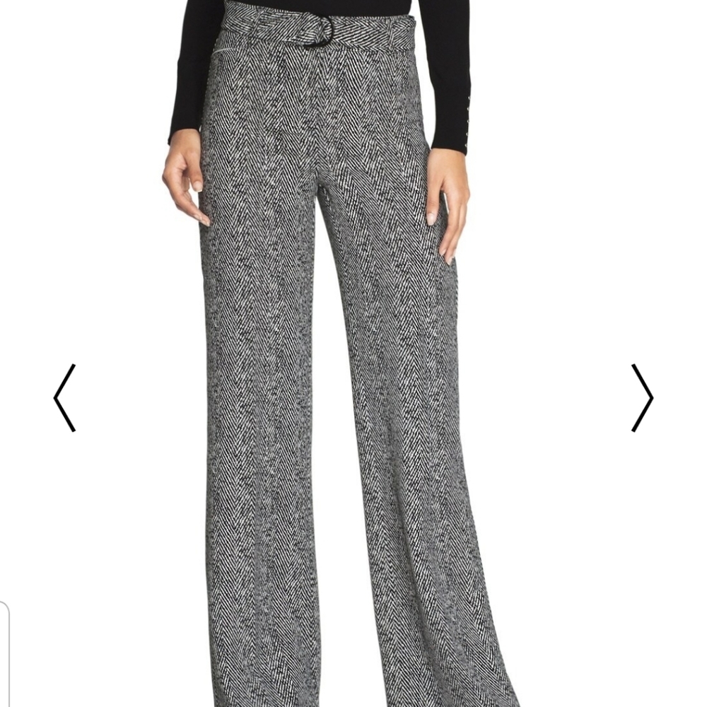 White House Black Market Herringbone, Cuffed Pants, Lightweight, Flowy, Sz 0